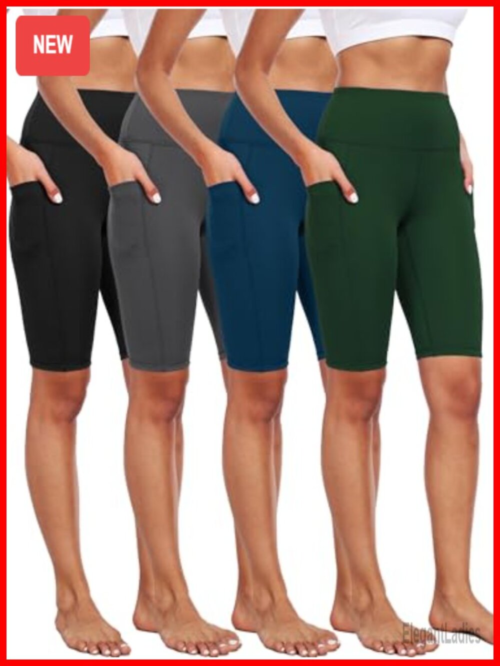 4 Pack Women's Biker Compression Shorts with Pockets High Rise Yoga Athletic